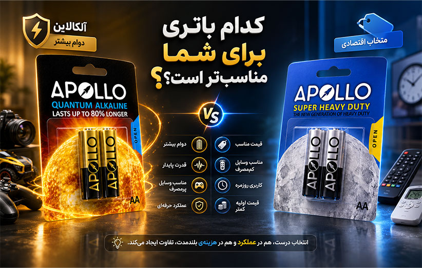 فرق باتری آلکالاین با باتری معمولی چیست؟ | آپولو باتری
